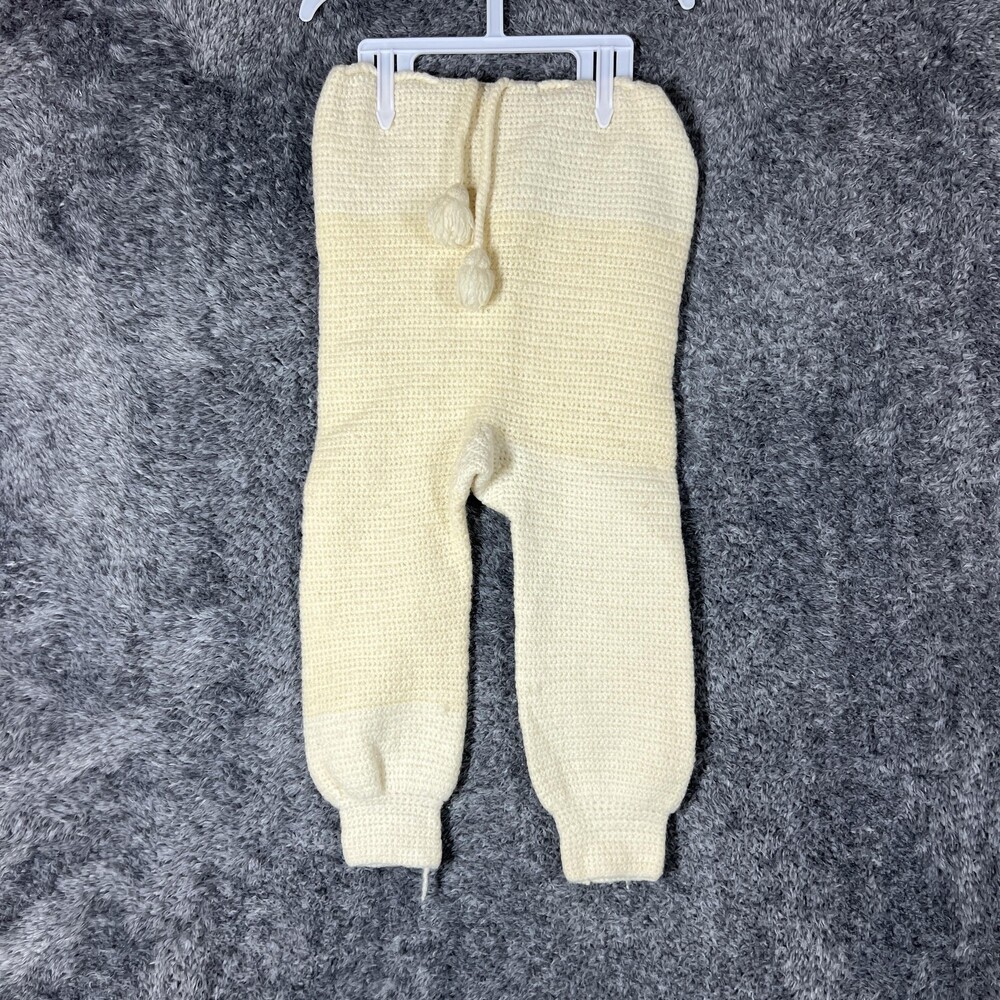 Jogger Pants Unisex Baby & Toddler 0-3 Months White Knit Acrylic Drawstring